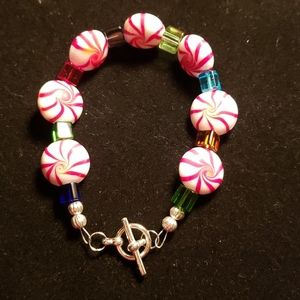Peppermint and Glass Bead Bracelet
